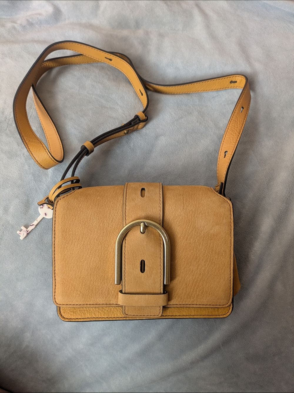 Fossil Suede Cross Body Buckle Purse